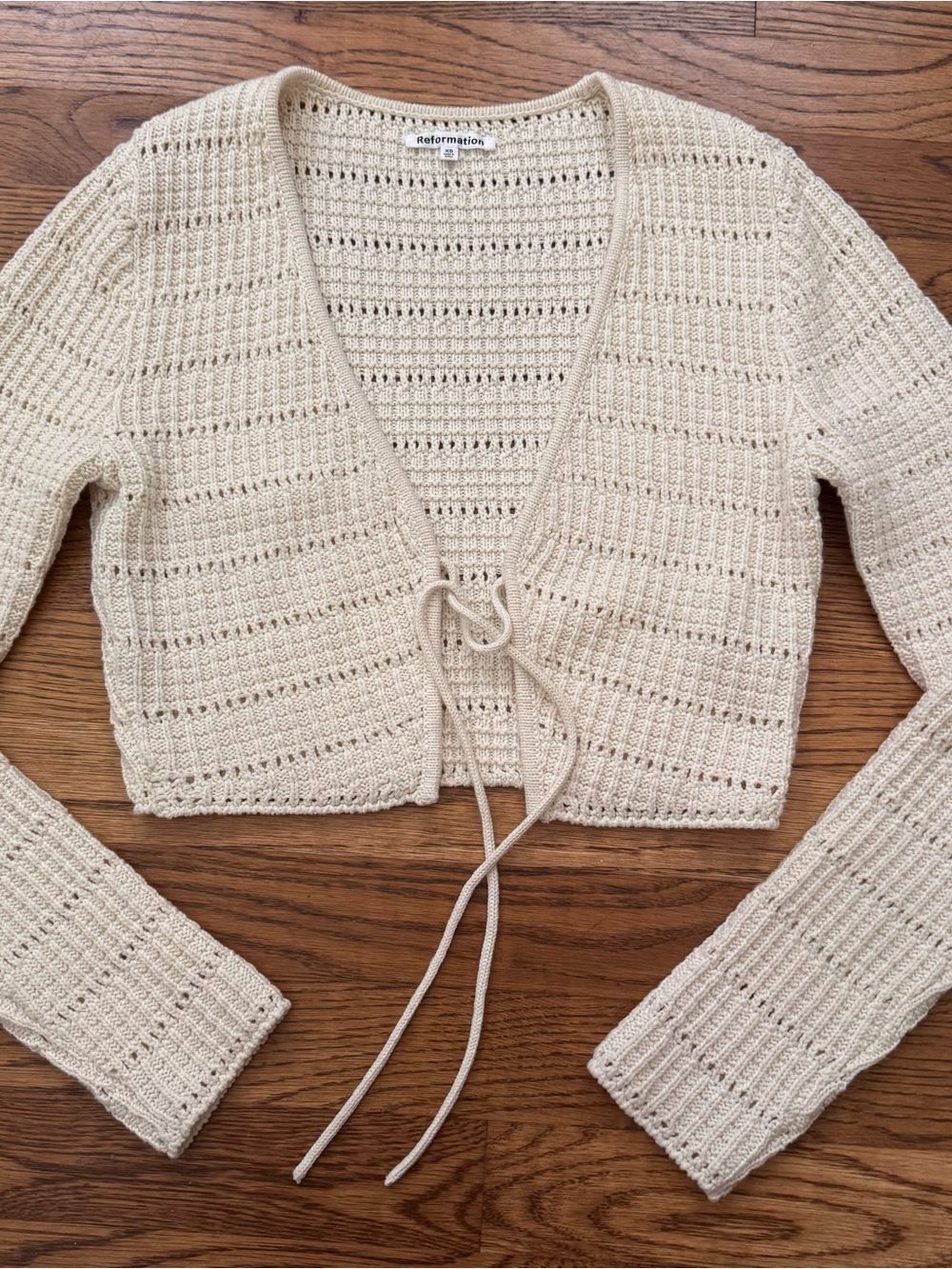 Reformation Crochet Tie-Front Cropped Cardigan
